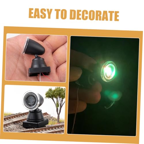 WEKAMOS 2 Stück Miniatur Leuchte Grün DIY Sandtisch Modellbahn Beleuchtung Kleine Spotlight Deko für Landschaft Detailreiches Zubehör für Modellbau und Miniaturhäuser von WEKAMOS