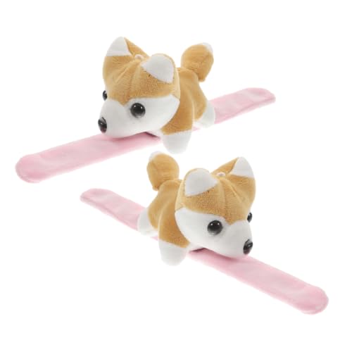 WEKAMOS 2 Stück Plüsch Schnapparmbänder Kuscheliges Knickarmband mit Tiermotiven Weicher Pp baumwollstoff Bequem Anpassbar als Partygeschenk für Kindergeburtstag und Kostümparty von WEKAMOS