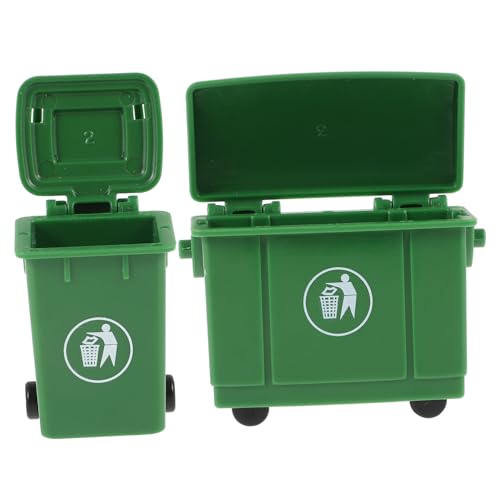 WEKAMOS 2 Stück Puppenhaus-Modell Herstellung Mini-mülleimer Mit Deckel Mini Müll Kleiner Mülleimer Mit Deckel Mini -mülldose Miniatur Puppenhaus-mülleimer Behälter Mülltonne Plastik Green von WEKAMOS