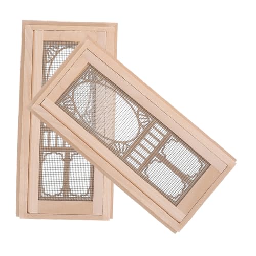 WEKAMOS 2 Stück Puppenhaus Zubehör Stabile Realistisch Detaillierte Miniatur Fenstertüren Installieren Passend für Klassische und Moderne Puppenmöbel von WEKAMOS