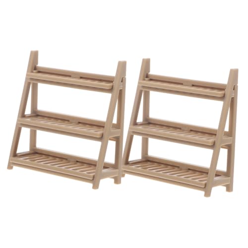 WEKAMOS 2 Stück Puppenhaus-schuhregal Modern Dekorativ Realistisch Mini Retro Künstlich Klein Möbel Winzig Zubehör Dekoration Hausschuhe Puppenstuben-schuhregal Khaki Plastik von WEKAMOS