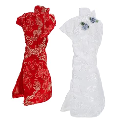 WEKAMOS 2 Stück Puppenkleidung Cheongsam für Puppen Nostalgische Kostüme mit Chinesischen Charakteren für Puppenliebhaber und Rollenspiele von WEKAMOS
