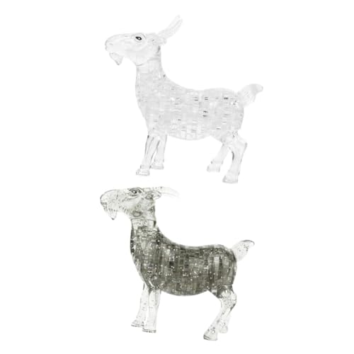 WEKAMOS 2 Stück Puzzle Ziege Skulptur Kristalloptik Tierfigur Dekoration Desktop Ornament Kunstvoll Gestaltete Transparente Glatte Oberfläche Detailreich von WEKAMOS
