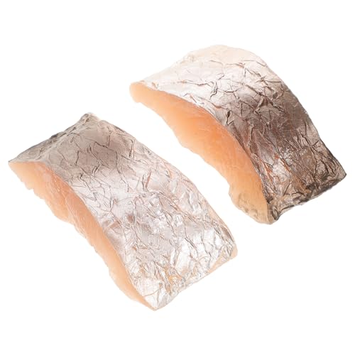 WEKAMOS 2 Stück Realistisches Fake Fish Food Teiliges aus Robustem Schadstofffreiem PVC Künstliche Fischsteaks als Dekoration und Fotorequisiten Tragbar und Vielseitig für Küche von WEKAMOS