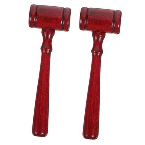 WEKAMOS 2 Stück Richterhammer aus Holz Richter Auktion Hammer Mini Und Dame gefälscht Kostüm Holz Hammer für Cosplay Stücke Richterhammer Hammerverzierung Richterhammer Prop Lotusbaum rot von WEKAMOS