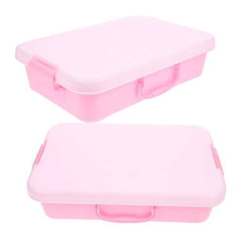 WEKAMOS 2 Stück Sandtisch-Aufbewahrungsbox Weidenkorb Sandkasten Behälter Sandburg Tragbare Sandschale Kleines Tablett mit Deckel Handheld-Sandbox Aktivitäten Sandbox Abs Rosa von WEKAMOS