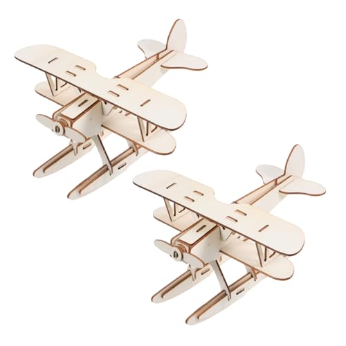 WEKAMOS 2 Stück Teiliges DIY Holzflugzeug Modellbausatz Unbemaltes Balsaholz Flugzeug Kreatives Handwerks für Fördert Künstlerische Fähigkeiten und Motorische Entwicklung für Schule und von WEKAMOS