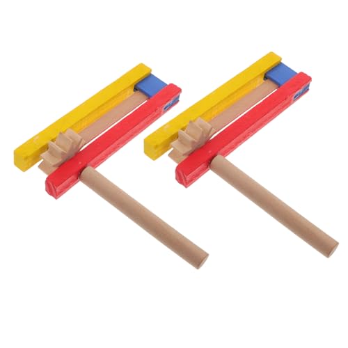 WEKAMOS 2 Stück Teiliges Holz Kastagnetten mit Langem Griff Pädagogisches Percussion Instrument für Fördert Hand Auge Koordination und Musikalisches Interesse für Kindergarten und von WEKAMOS