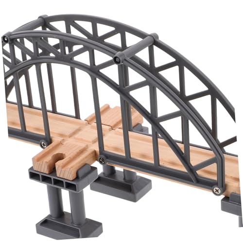 WEKAMOS 2 Stück Teiliges Holz Zugbrücke mit Pfeilern Dekoratives Modelleisenbahn Gleis Zubehör für Erweiterbare Spielzeugstrecken Fördert Motorik und Kreativität bei Kindern von WEKAMOS
