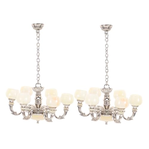 WEKAMOS 2 Stück Teiliges Miniatur Hauslampen Realistische Vintage Hängelampen für Puppenhausdekor Detailgetreue Deckenleuchten Miniaturmöbel Accessoires von WEKAMOS