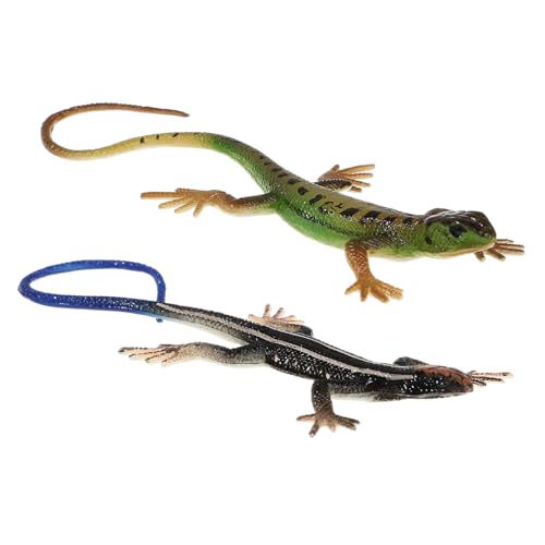 WEKAMOS 2 Stück Teiliges Spielset mit Realistischen Kunststoff Eidechsenfiguren in Grün und Blau Pädagogisches Reptilien für Frühe Bildung und Fantasievolles von WEKAMOS