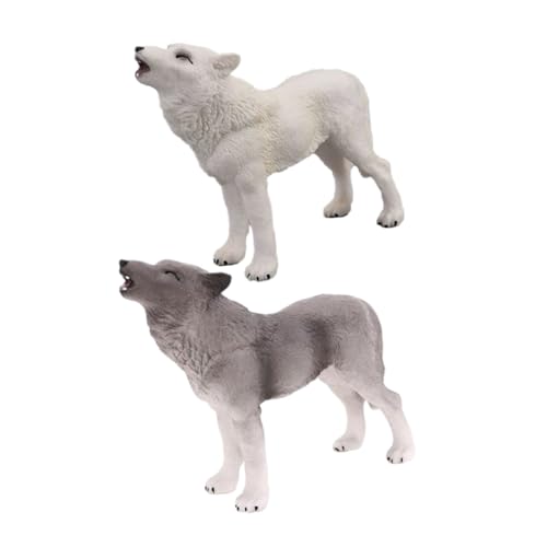 WEKAMOS 2 Stück Teiliges Wolf Modell Realistische Tierfiguren Langlebiges Lernspielzeug für Jungen und Mädchen Attraktive Desktop Dekoration von WEKAMOS