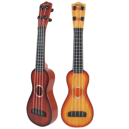 WEKAMOS 2 Stück Ukulele Kleines Musikinstrument aus Robustem Kunststoff Pädagogisches Lernspielzeug für Mädchen und Jungen für Frühe Musikausbildung und Bühnenauftritte Zufällige Farbe von WEKAMOS