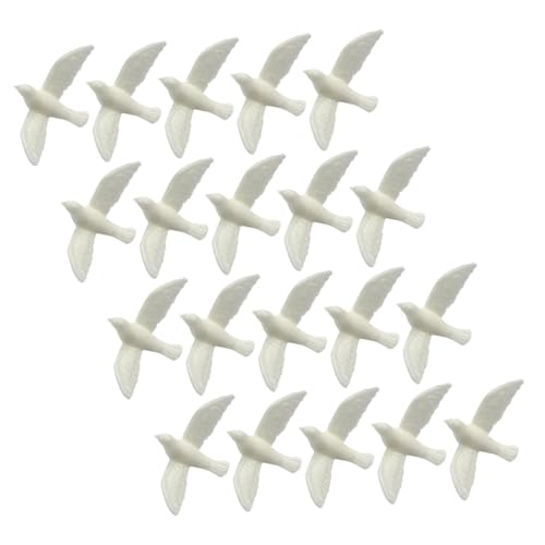 WEKAMOS 20 Stück Kleines weißes Taubenmodell Mini Ornamente Kleinkinder winzig Figur Dollhouse Accessories Mikrolandschaftsspielzeug Puppenhausdekor Kinderspielzeug Puppenhauszubehör Harz von WEKAMOS