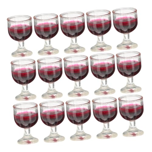 WEKAMOS 20 Stück Miniatur- -Rotweinglas Dekorative Miniaturen Weingläser Rotweingläser Mini Tassen Puppen-Minikelch-Dekore Puppe winzige Kelche PVC Wiederverwendbar von WEKAMOS