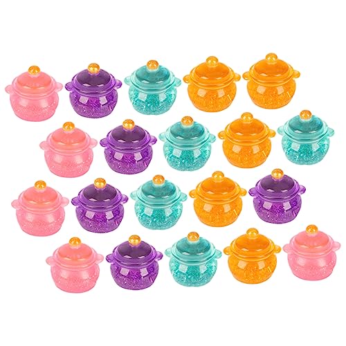 WEKAMOS 20 Stück Pailletten Kochtopf Mini Herde Küche Miniatur Töpfe Mini Kochgeschirr Ornamente Simulationstöpfe Simulationstöpfe Simulationstöpfe Kunstharz von WEKAMOS
