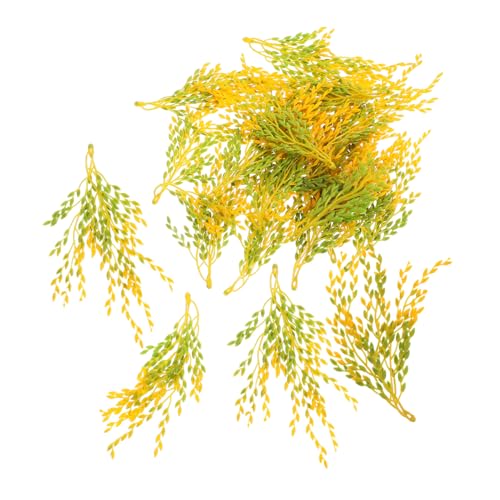 WEKAMOS 20 Stück Simulierter Reis Mit Ohren Gefälscht Fälschung Weizen Künstlich Festival Stengel Schmücken Ähre Stroh Klein Stiele Herbstparty Tischdeko DIY-blumenmodelle Abs Yellow von WEKAMOS