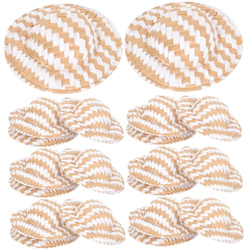 WEKAMOS 20 Stück Teiliges Miniatur Gewebte Strohhüte für DIY Puppenaccessoires Leichte Langlebige Puppenhüte zum Basteln und Dekorieren Geeignet für Puppen Party und Handwerk von WEKAMOS