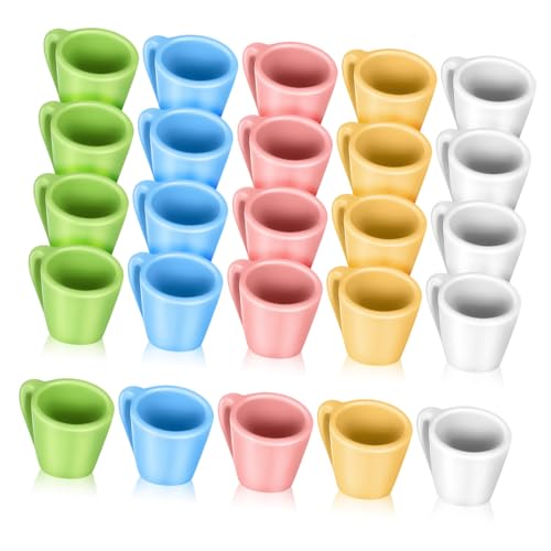 WEKAMOS 20 Stück Teiliges Miniatur Puppenhaus Dekorative Simulation Wasserglas Tassen Mix Farben Je Detailreiche Mini Becher für Rollenspiele und Raumdekoration von WEKAMOS