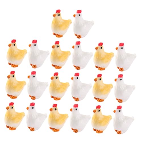 WEKAMOS 20 Stück Tierspielzeugset Henne Dekoration für Zuhause Miniatur-Hahn Figuren winzig Miniaturen Gartendekor Micro Landscape Decor Henne Ornament Miniatur-Szenendekorationen Harz von WEKAMOS