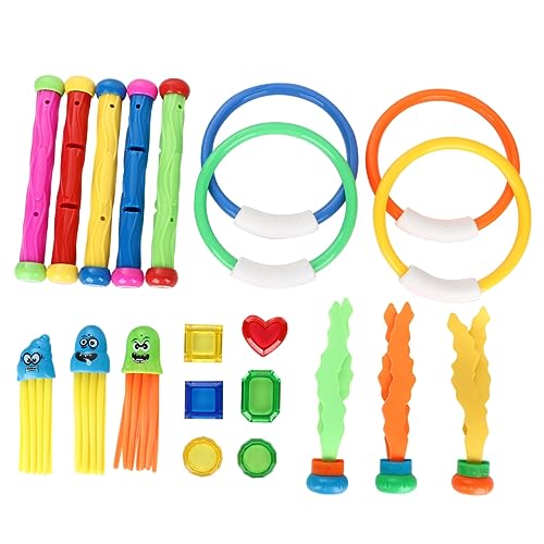 WEKAMOS 21 Stück Diving Toys für Teiliges Wasserspielzeug mit Tauchringen Tauchstäben und Meerestieren für Anfänger Geeignet für Schwimmbad Zufällige Farben Zufällige Zufällige Farbe von WEKAMOS