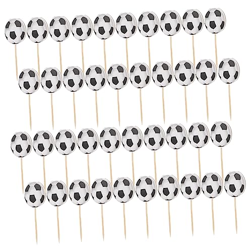 WEKAMOS 24 Stück Fußball Zahnstocher Flagge Party Dessert Bälle Cupcake Topper Neon Oh Dekoration Vorspeisen Picker Kuchenaufsätze Kucheneinlage Topper Geburtstagskuchen von WEKAMOS