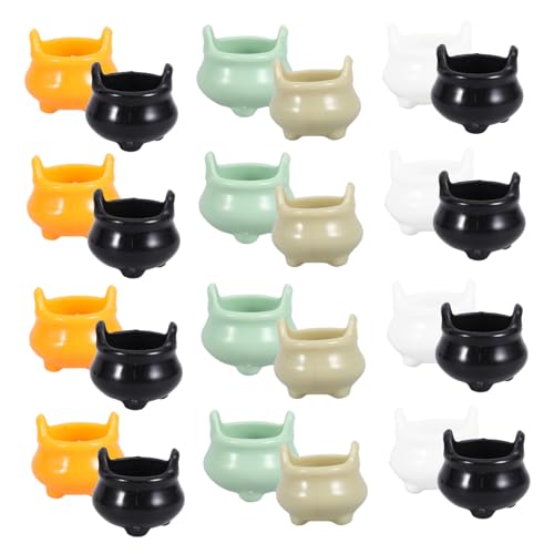 WEKAMOS 24 Stück Halloween drinnen Rauchen Kind Dekorationen Schrank Deko fensterbank deko Party Dekoration Trinken Mini-Kessel Mini-Hexen-Miniaturkessel Plastik von WEKAMOS