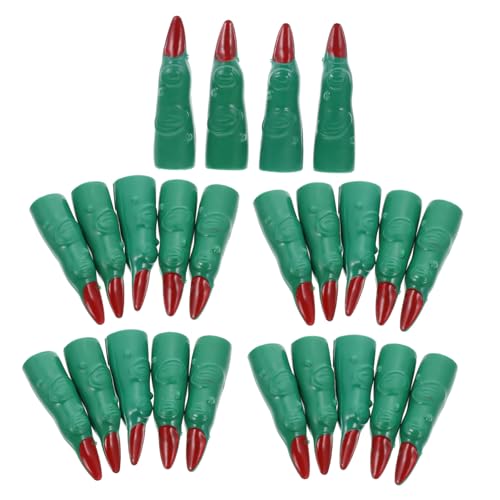 WEKAMOS 24 Stück Teiliges Halloween Fingerhüllen Gruselige Falsche Hexennägel Passend für Finger Bequemes DIY Nagelcover für Kostüme Partydekoration und Rollenspiele von WEKAMOS