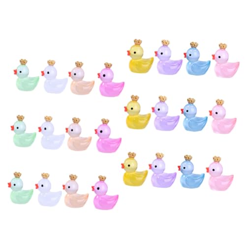 WEKAMOS 24 Stück Teiliges Mini Harz Enten Leuchtende Nachtlicht Deko Langlebige Resin Figuren Niedliche Kleine Enten für DIY Landschaft Puppenhaus Aquarium und Kinderzimmer von WEKAMOS