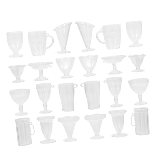 WEKAMOS 24 Stück Teiliges Miniatur Wassergläser aus Kunststoff Realistische Mini Eiscups für Puppenhaus Dekoration Strapazierfähige Detailreiche Mini Trinkbecher Zubehör für DIY von WEKAMOS