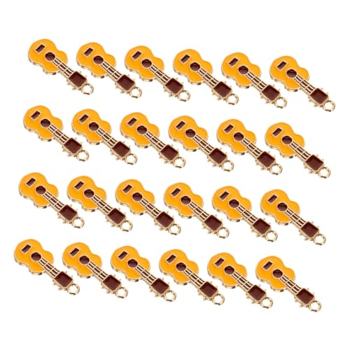 WEKAMOS 25 Stück Anhänger Für Musikinstrument Und Gitarre Anhänger Für Musikinstrumente Instrumentenschmuck Konzertcharme Musik Bezaubert Vintage Charms Gitarrenzauber Legierung Orange von WEKAMOS