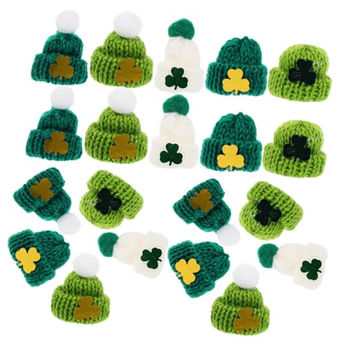 WEKAMOS 25 Stück Teiliges Mini Strickmützen aus Wollgarn Bunte Saint Patricks Day Dekoration Handgemachte Kleine Hüte für Puppen DIY Bastelzubehör Wiederverwendbar und Vielseitig von WEKAMOS