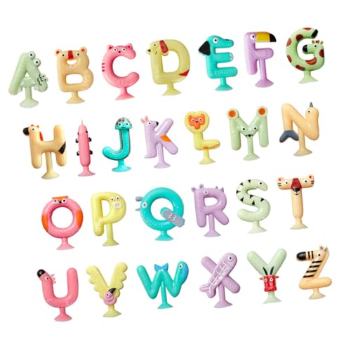 WEKAMOS 26 Stück Teiliges Alphabet Saugnapf mit Tiermotiven Pädagogisches Lernspiel für Fördert Gedächtnis Hand Augen Koordination und Englisch Rechtschreibung Geeignet als Badespielzeug von WEKAMOS