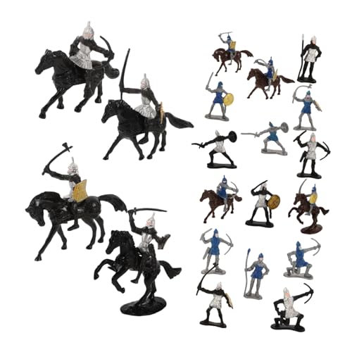 WEKAMOS 28 Stück Teiliges Mittelalterliches Miniatur Soldaten aus Detailreiche Farbige Ritter und Kavalleriefiguren Leicht Langlebig und Geruchsneutral für Sandtisch und Rollenspiele von WEKAMOS