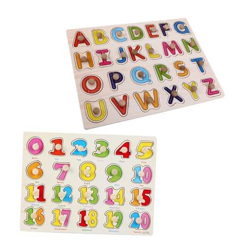 WEKAMOS 2Er Set Vorschulspielzeug Puzzles Babyspielzeug Babypuzzle Kleinkind Zahlenspielzeug Große Zahlenspielzeug Alphabetpuzzle Buchstabenpuzzle Alphabet Lernspielzeug Formpuzzle ABC von WEKAMOS