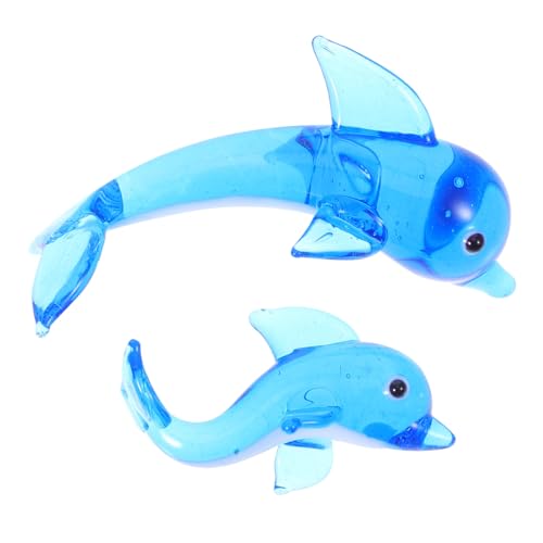 WEKAMOS 2pcs Glas Delphin Ornamente Marine Animal Decor Sea Kreatur Figuren Für Häusliche Schlafzimmer Wohnzimmer Büro Tiere Sammlerstücke von WEKAMOS