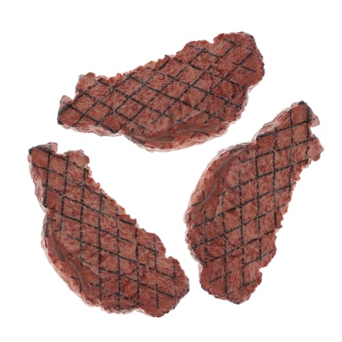WEKAMOS 3 STÜCKE Realistisches Fake Steak Modell für Küchen und Restaurantdekoration Künstliches für Displays Hochwertiges Simulationsfleisch mit Lebensechter Textur und Farbe von WEKAMOS