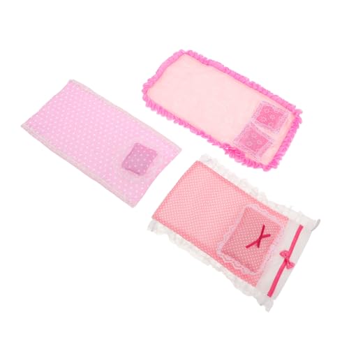 WEKAMOS 3 Sets Kissen Schlafzimmer Miniaturmodelle Möbel Kissen Für Mini Baumwollwaage Mit Bettwäsche Und – Puppenbett Haus Puppenhaus Dekoration Zubehör Requisiten Kit Realistisch von WEKAMOS