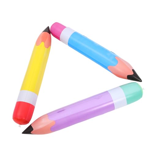 WEKAMOS 3 Stück Aufblasbare Bleistiftspielzeuge Jumbo Bleistift Requisiten für Klassenzimmer Party und Raumdekorationen Gelb Blau und von WEKAMOS