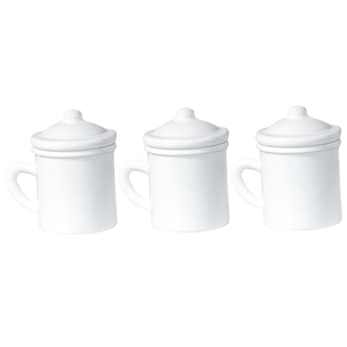 WEKAMOS 3 Stück Essen und in Miniatur Mini-Becher Minibecher für Doolhouse Miniatur-Puppenhausbecher Miniatur-Zahnputzbecher Mini-Deko-Tassen Miniaturbecher Legierung Weiß von WEKAMOS