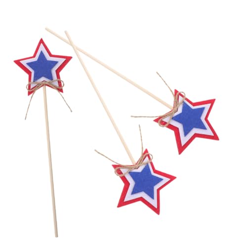 WEKAMOS 3 Stück Handliche Holz Stern Independence Day Dekoration Leichte Glatte Kanten Robuste Verarbeitung für Party und Festtagsfeiern von WEKAMOS