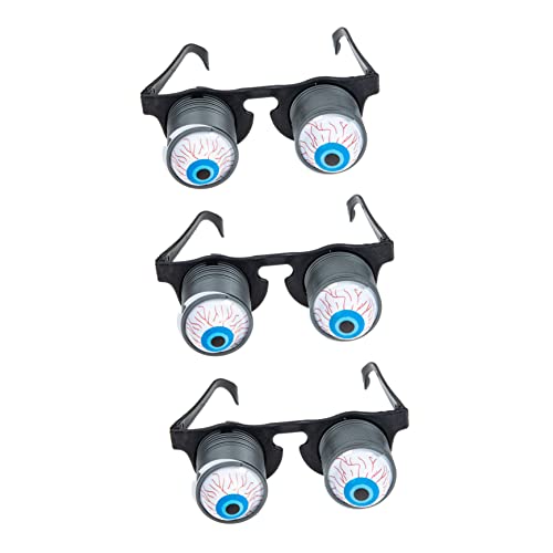 WEKAMOS 3 Stück Lustige Augenbrille mit Wackelnden Augen für Halloween Partys und Scherze Gruselige Lebensechte Brillengläser aus Sicherem für Erwachsene von WEKAMOS