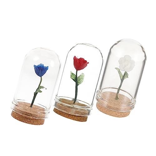 WEKAMOS 3 Stück Miniatur Blumen Dekorationen Permanente Rosen für Puppenhäuser Realistische Handgefertigte Deko aus Harz für Kreative Wohnraumgestaltung von WEKAMOS