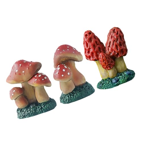 WEKAMOS 3 Stück Realistische Mini Pilz Deko Teiliges Resin für Garten Bonsai und Blumentopf Wetterfestes Micro Landschaft Ornament Detailreiche Miniatur Pilzfiguren für Outdoor und DIY von WEKAMOS