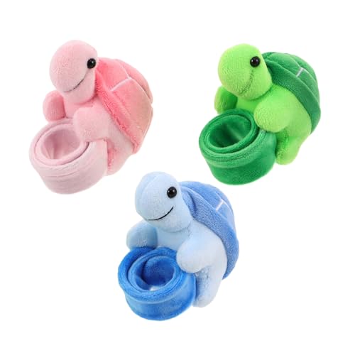 WEKAMOS 3 Stück Schildkrötenarmband Schlagarmbänder Stofftieres Armband Gefülltes Schlagarmband Plüsch-schildkröten-armband Animal-slap-armband Weiches Tierarmband Kurzer Plüsch von WEKAMOS