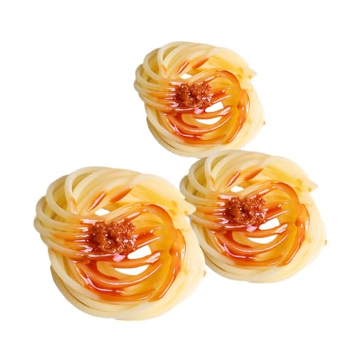 WEKAMOS 3 Stück Gefälschte Spaghetti Simulationsnahrungsmittel Realistisches Lebensmittelmodell für Kinder Sicheres Küchenzubehör für Rollenspiele Künstliche Spaghetti für Spielzeugküchen von WEKAMOS