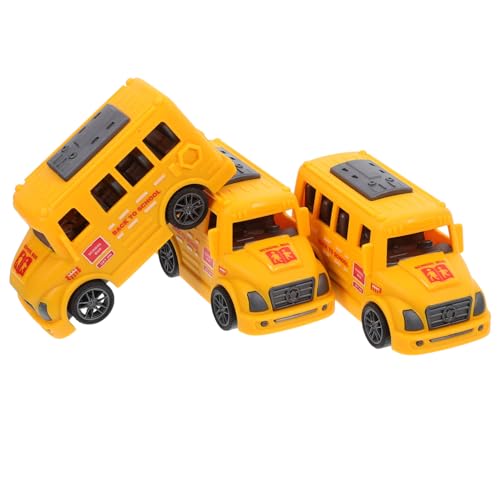 WEKAMOS 3 Stück Teiliges Friktionsspielzeug Schulbus Auto aus Stabilem Kleines Leichtes Modell mit Sicherer Glatter Oberfläche für Jungen und Mädchen von WEKAMOS