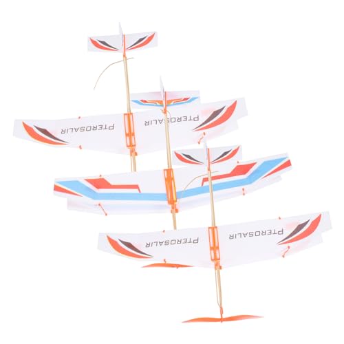 WEKAMOS 3 Stück Teiliges Gummiband Flugzeug Spielset Kreatives DIY Flugzeugmodell für Langlebig und Detailreich Fördert Vorstellungskraft und Praktische Fähigkeiten Zufällige Farbe von WEKAMOS