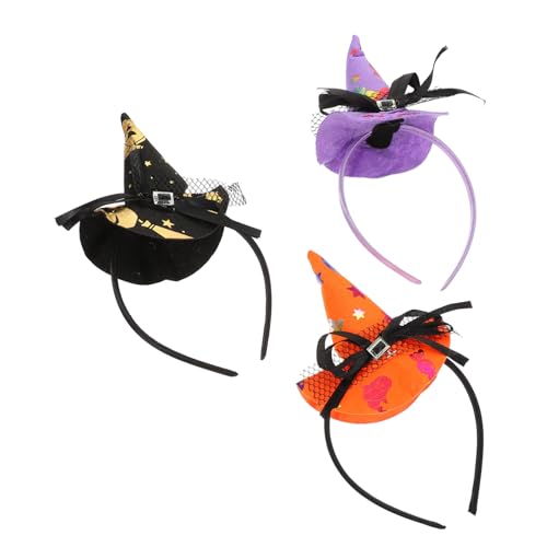 WEKAMOS 3 Stück Teiliges Halloween Hexenhut Haarreifen mit Kreativem Design Leicht und Bequem für Kostümpartys Bühnenauftritte und Festdekoration Geeignet für Damen von WEKAMOS
