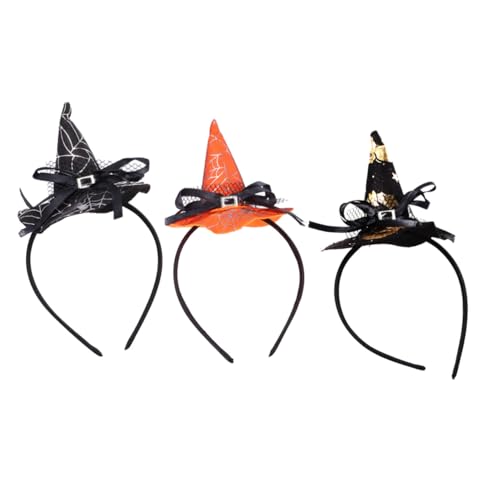 WEKAMOS 3 Stück Teiliges Halloween Hexenhut Stirnband für Erwachsene und Leichtes Komfortables Haarband mit Spinnennetz Design für Halloween Kostüm Party und Cosplay von WEKAMOS